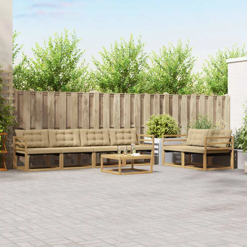 Conjunto de sofás de exterior 7 pcs y Beige 79 x 79 x 37 cm