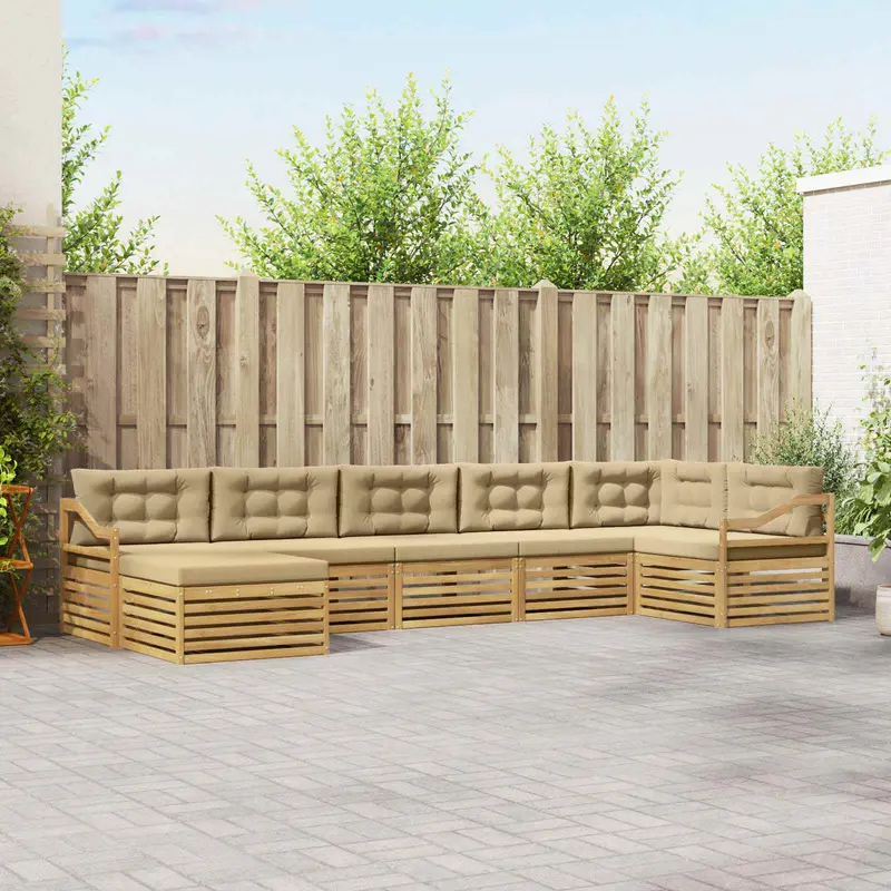 Conjunto de sofás de exterior 7 pcs y Beige