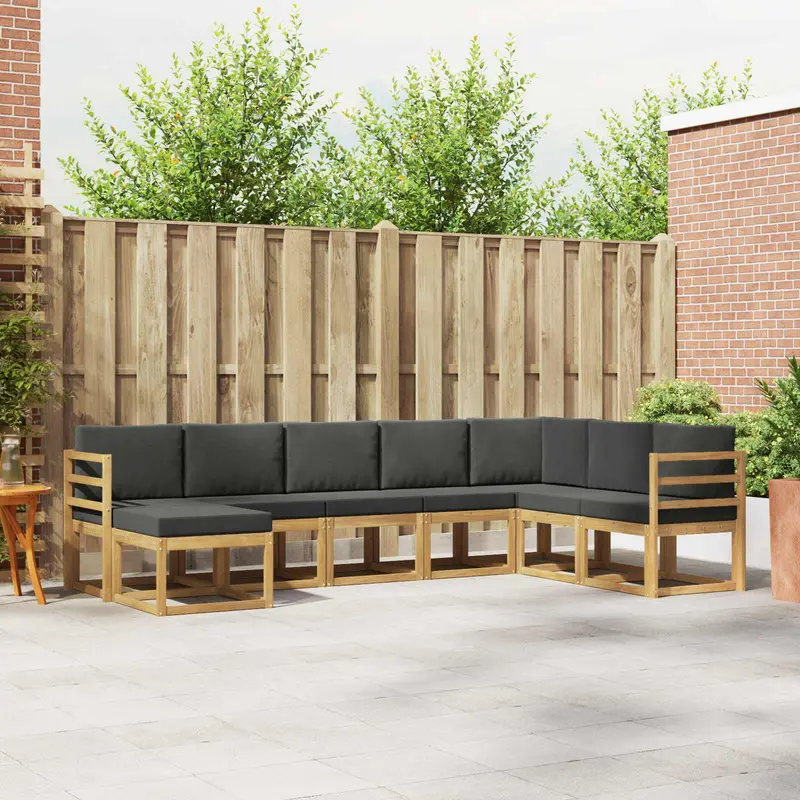 Conjunto de sofás de exterior 8 pcs Blanco y Antracita