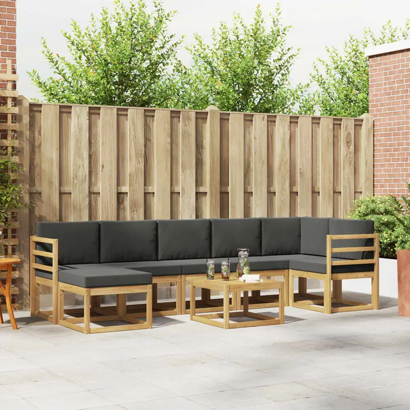 Conjunto de sofás de exterior 8 pcs Blanco y Antracita