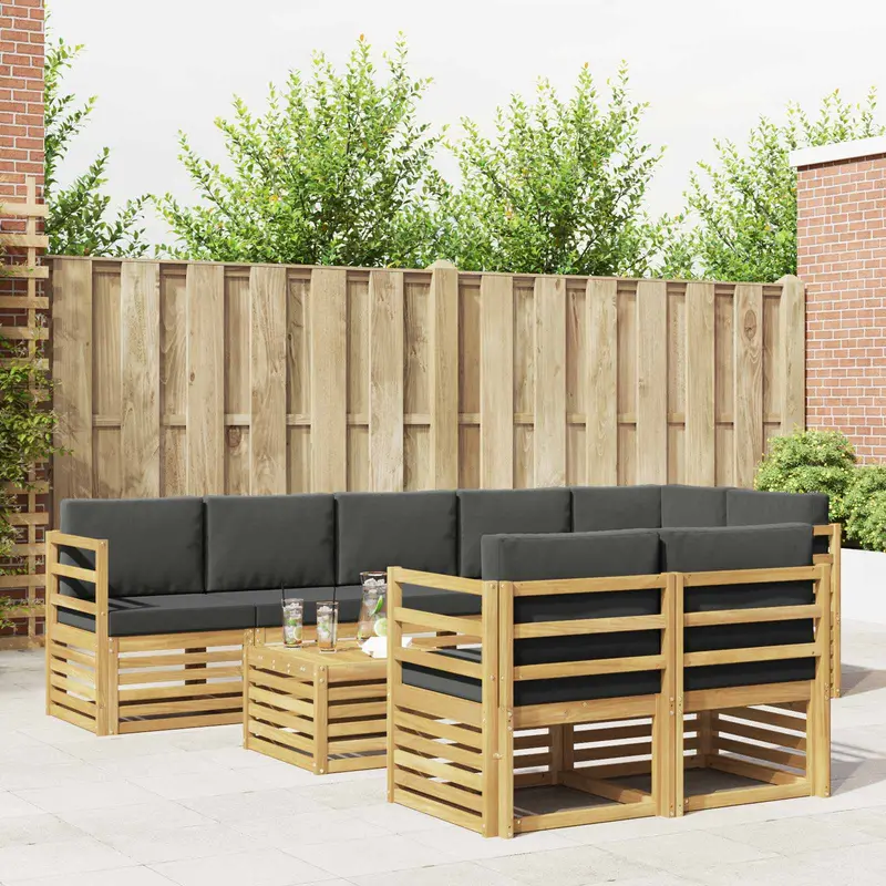Conjunto de sofás de exterior 8 pcs Blanco y Antracita