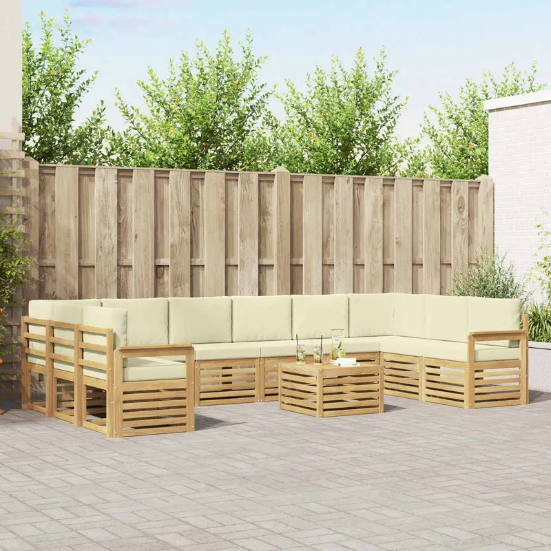 Conjunto de sofás de exterior 8 pcs Blanco y Crema