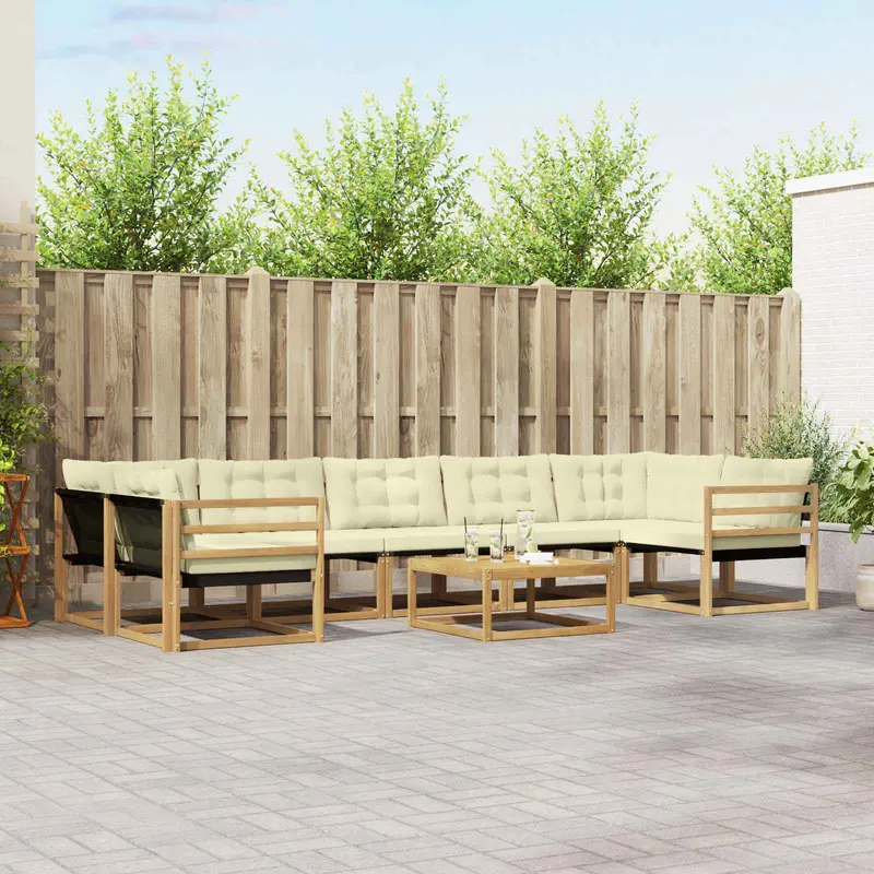 Conjunto de sofás de exterior 8 pcs Blanco y Crema