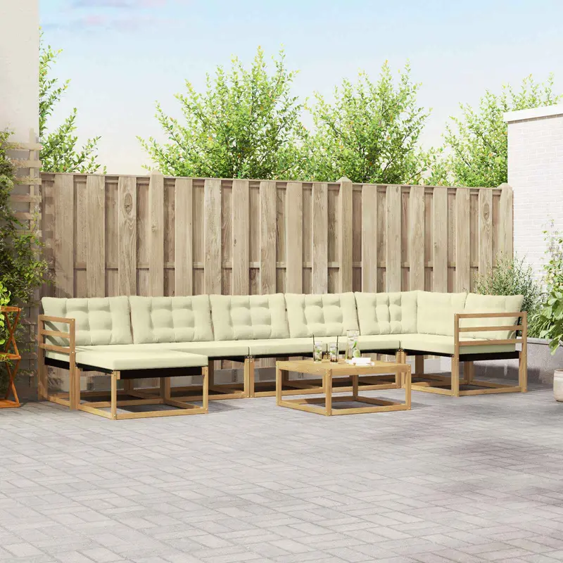 Conjunto de sofás de exterior 8 pcs Blanco y Crema
