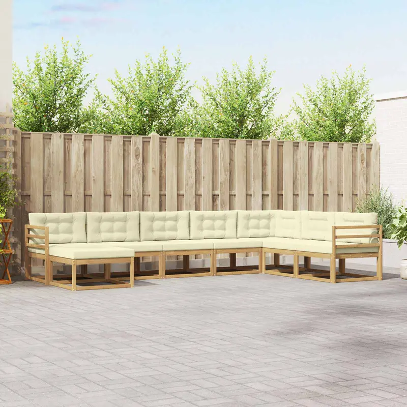 Conjunto de sofás de exterior 8 pcs Blanco y Crema