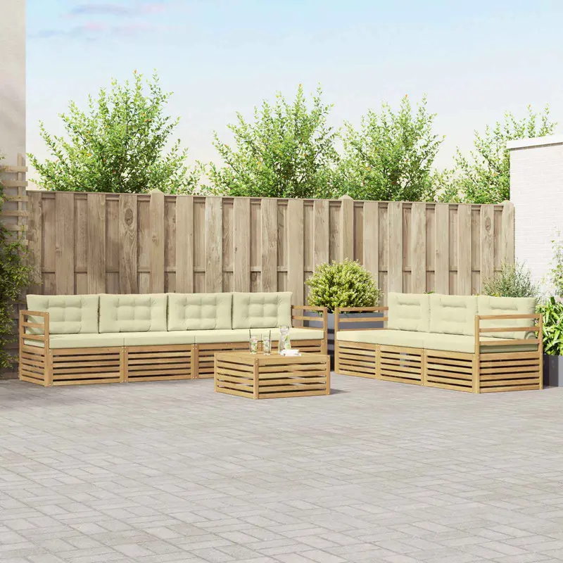 Conjunto de sofás de exterior 8 pcs Blanco y Crema