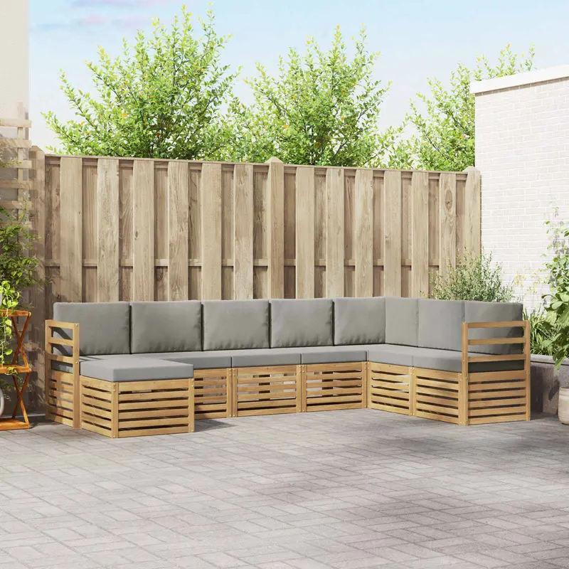 Conjunto de sofás de exterior 8 pcs Blanco y Gris Claro