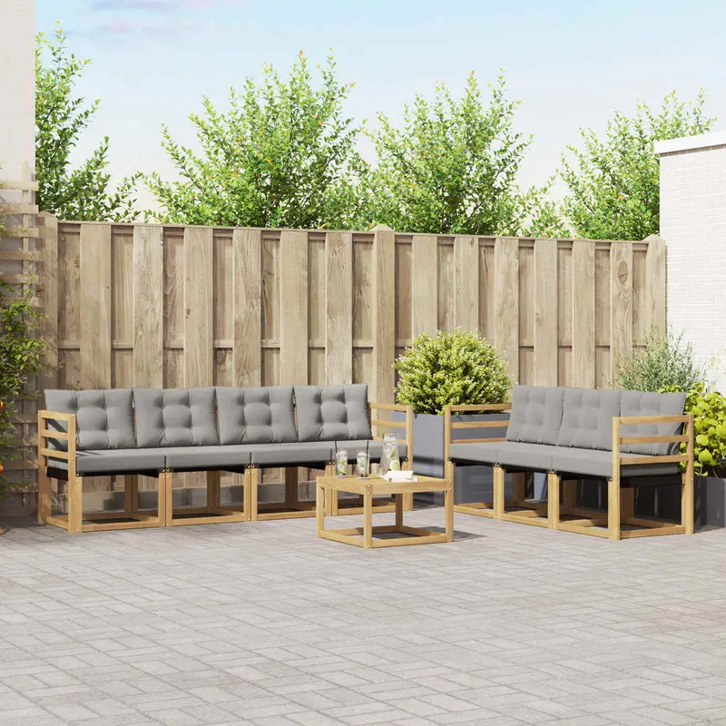 Conjunto de sofás de exterior 8 pcs Blanco y Gris Claro