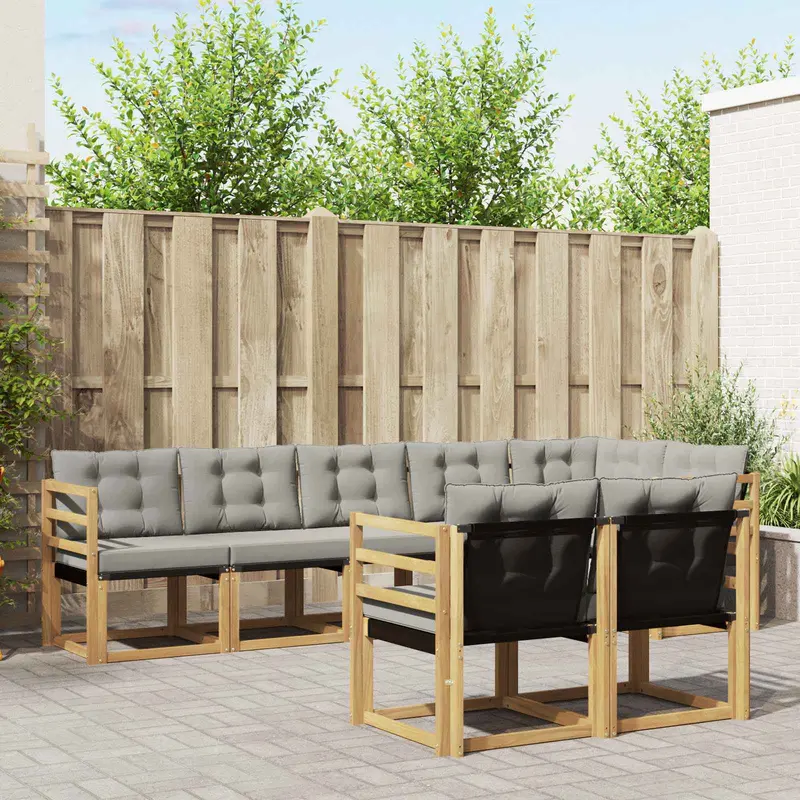 Conjunto de sofás de exterior 8 pcs Blanco y Gris Claro