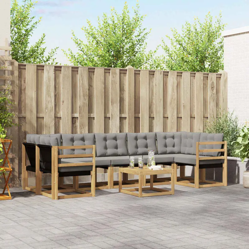 Conjunto de sofás de exterior 8 pcs Blanco y Gris Claro