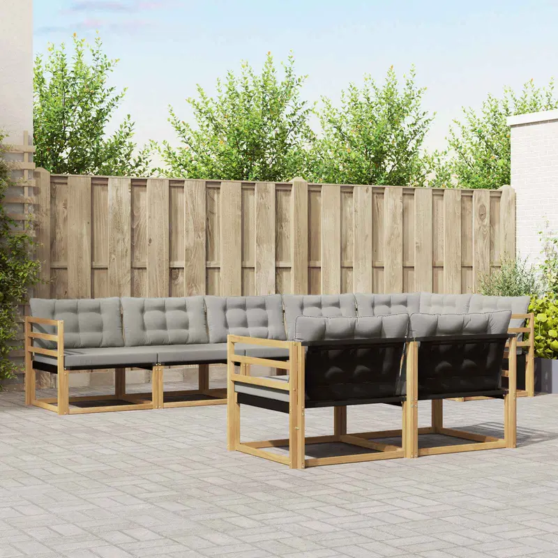 Conjunto de sofás de exterior 8 pcs Blanco y Gris Claro