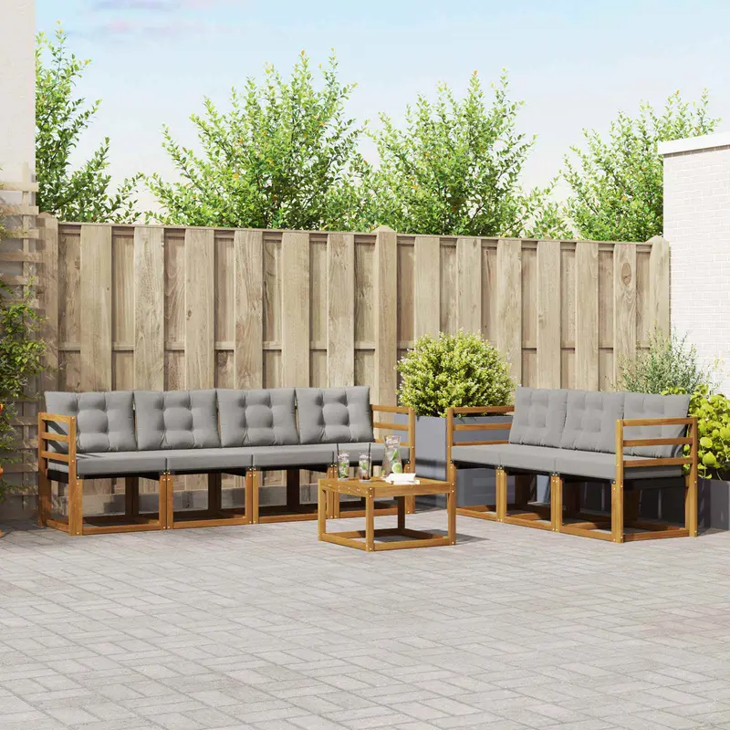 Conjunto de sofás de exterior 8 pcs Gris Natural y Claro