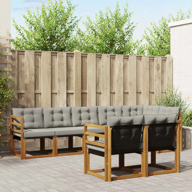 Conjunto de sofás de exterior 8 pcs Gris Natural y Claro
