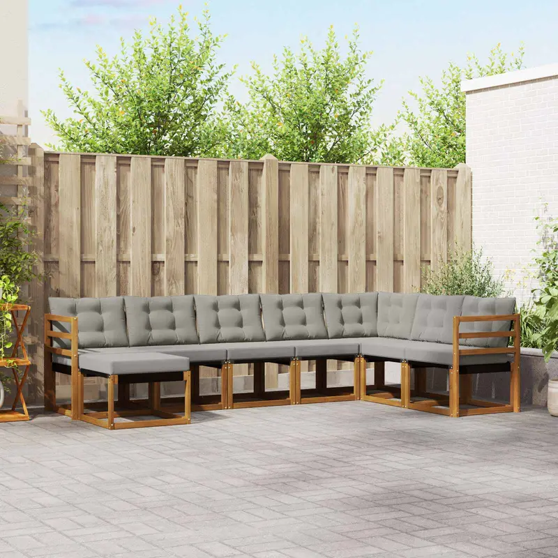 Conjunto de sofás de exterior 8 pcs Gris Natural y Claro