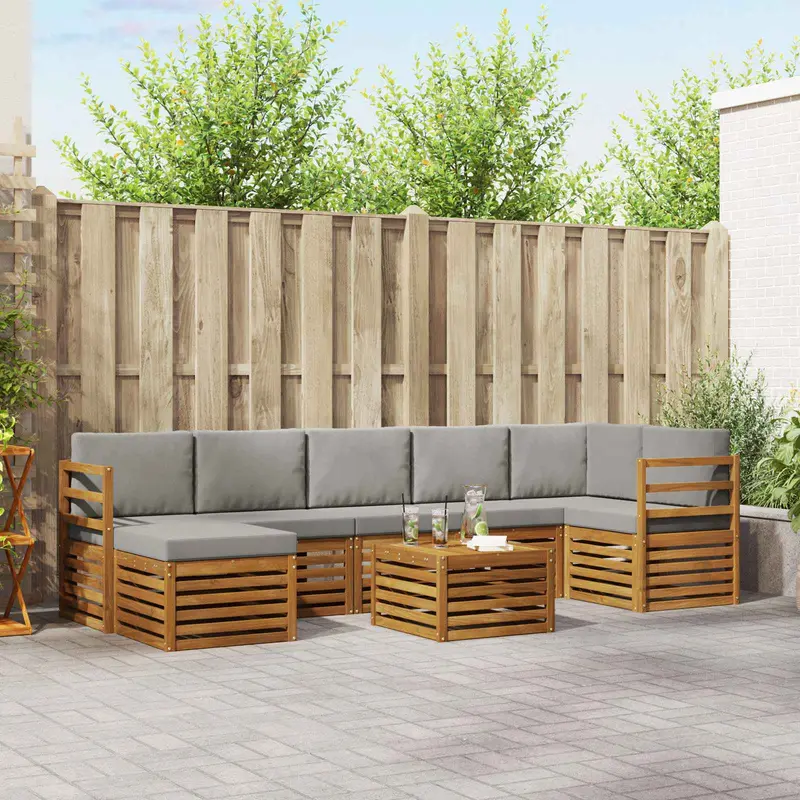 Conjunto de sofás de exterior 8 pcs Gris Natural y Claro