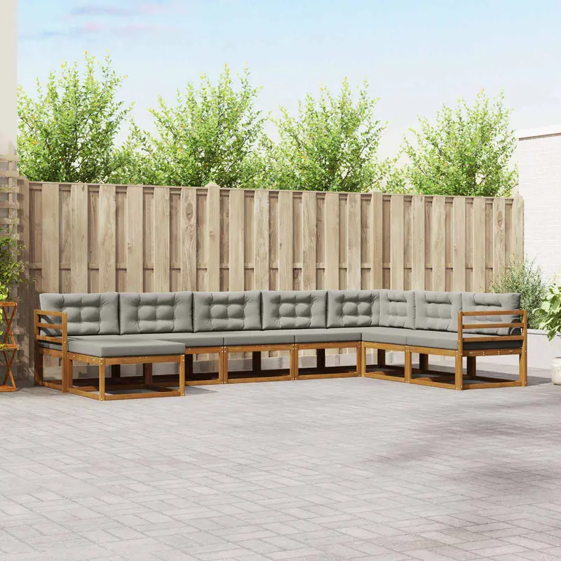 Conjunto de sofás de exterior 8 pcs Gris Natural y Claro
