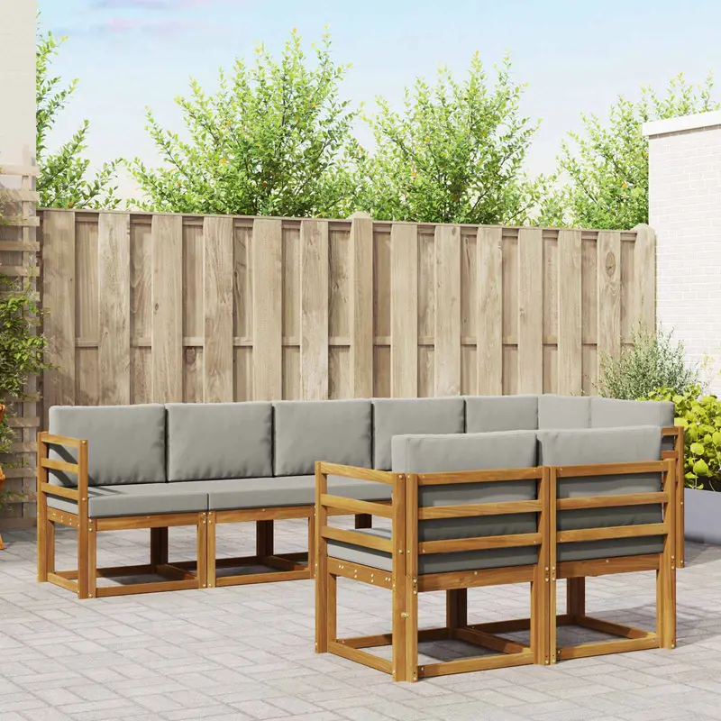 Conjunto de sofás de exterior 8 pcs Gris Natural y Claro