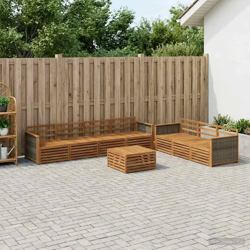 Conjunto de sofás de exterior 8 pcs Natural