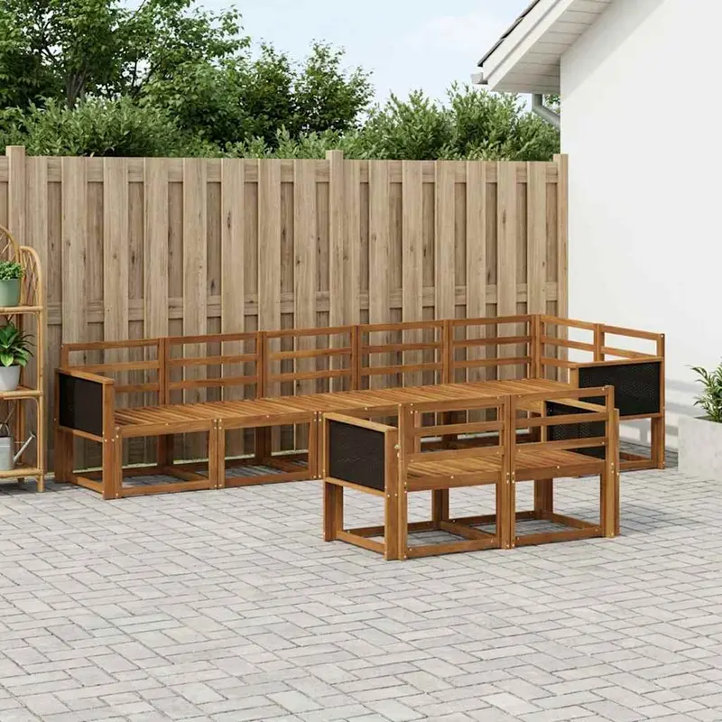 Conjunto de sofás de exterior 8 pcs Natural