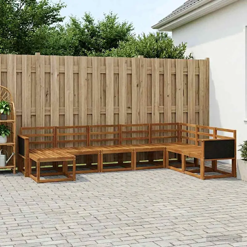 Conjunto de sofás de exterior 8 pcs Natural