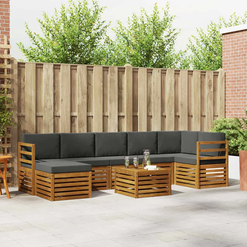 Conjunto de sofás de exterior 8 pcs Natural y Antracita