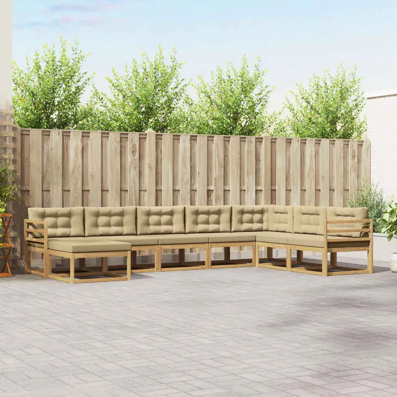 Conjunto de sofás de exterior 8 pcs y Beige