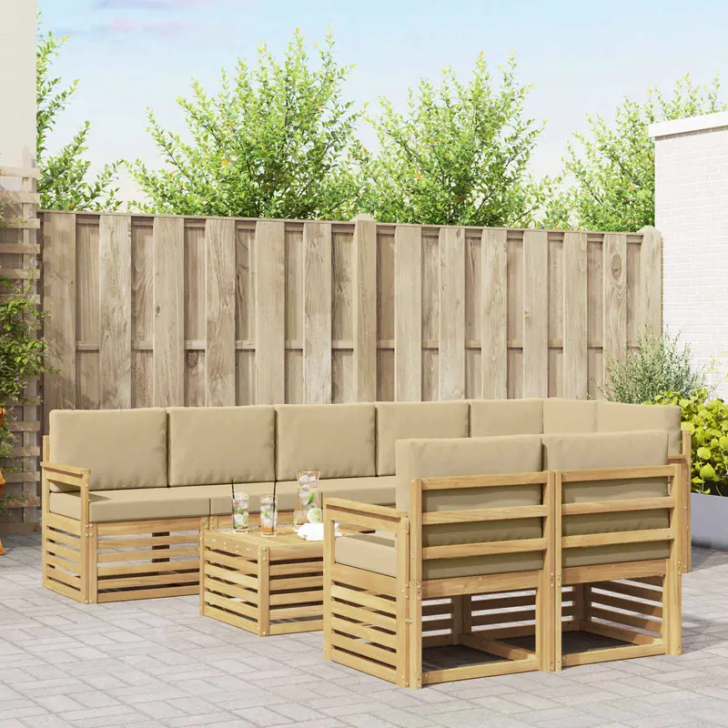 Conjunto de sofás de exterior 8 pcs y Beige 59 x 59 x 37 cm