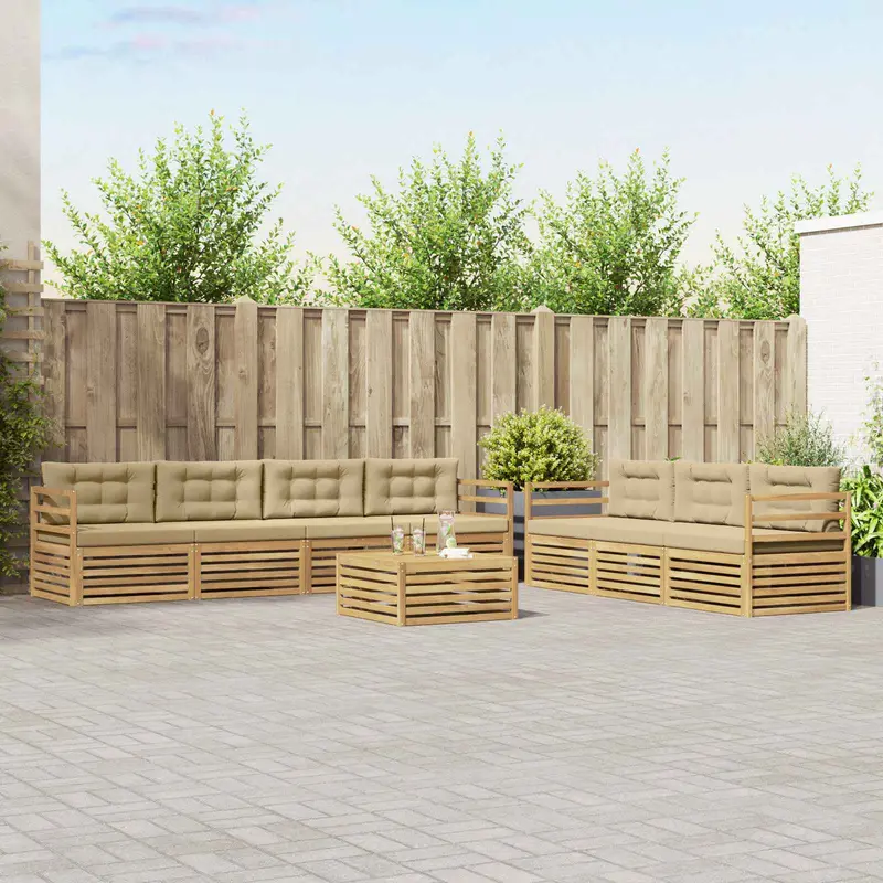 Conjunto de sofás de exterior 8 pcs y Beige 79 x 79 x 37 cm