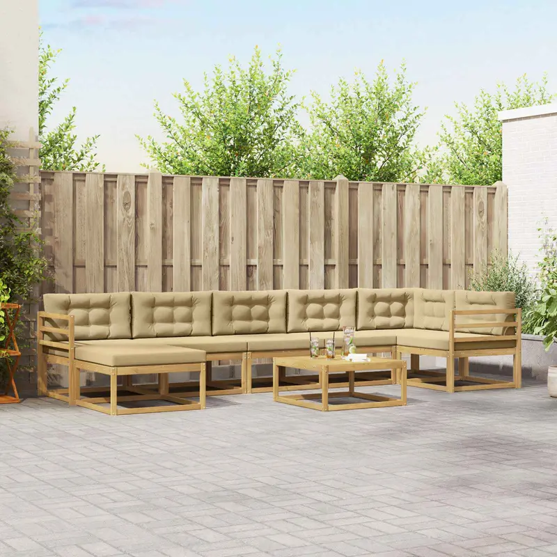 Conjunto de sofás de exterior 8 pcs y Beige