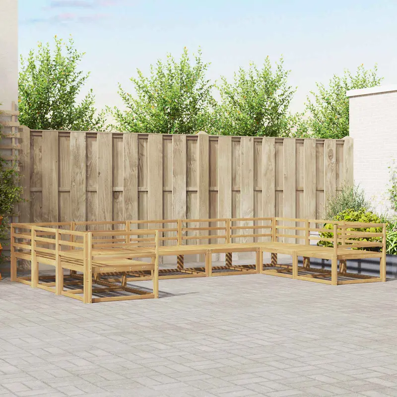Conjunto de sofás de exterior 9 pcs Blanco 404 x 245,5 x 73 cm