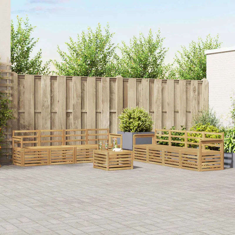 Conjunto de sofás de exterior 9 pcs Blanco 59 x 59 x 37 cm