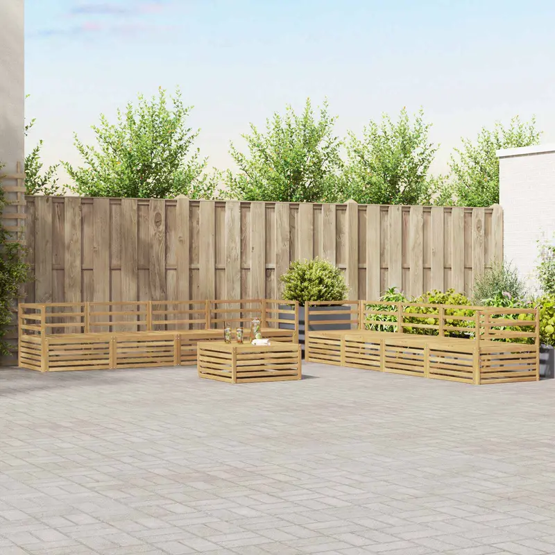 Conjunto de sofás de exterior 9 pcs Blanco 79 x 79 x 37 cm