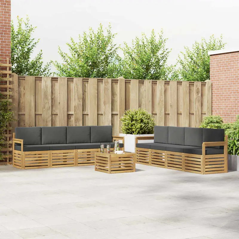 Conjunto de sofás de exterior 9 pcs Blanco y Antracita