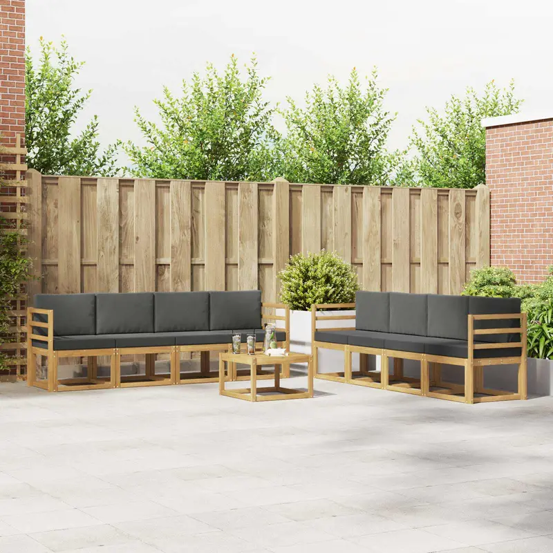 Conjunto de sofás de exterior 9 pcs Blanco y Antracita
