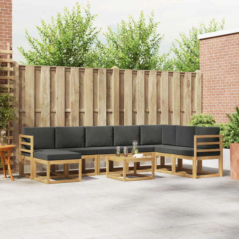 Conjunto de sofás de exterior 9 pcs Blanco y Antracita