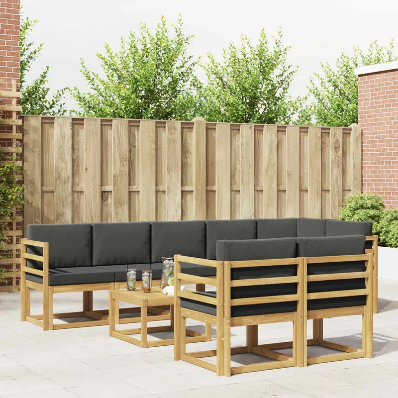 Conjunto de sofás de exterior 9 pcs Blanco y Antracita