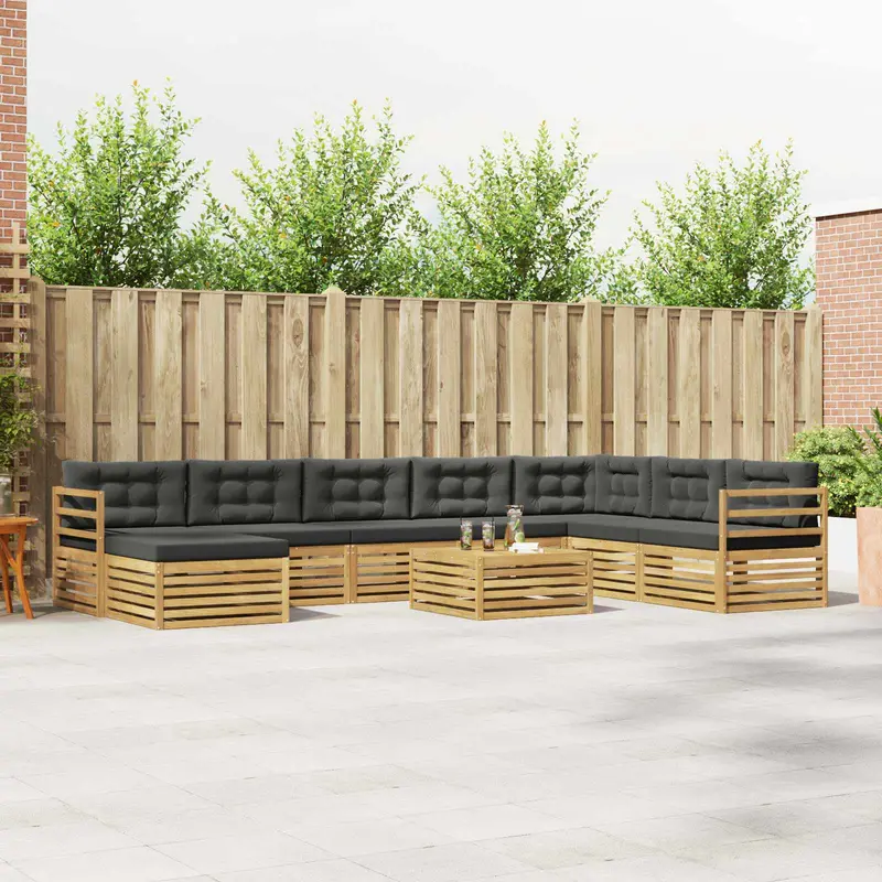 Conjunto de sofás de exterior 9 pcs Blanco y Antracita