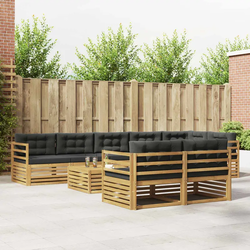 Conjunto de sofás de exterior 9 pcs Blanco y Antracita