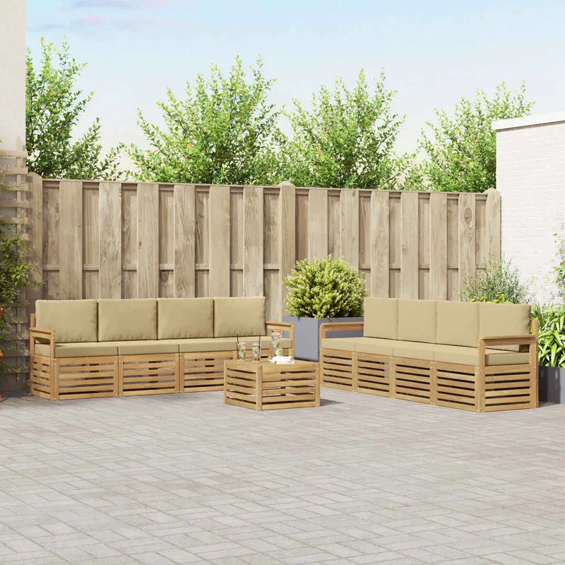 Conjunto de sofás de exterior 9 pcs y Beige 59 x 59 x 37 cm