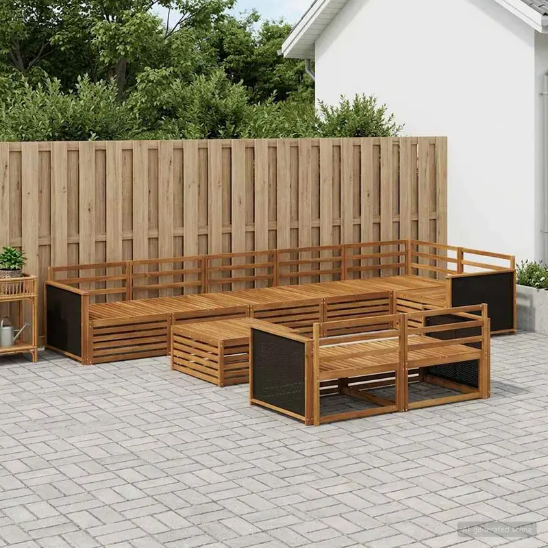 Conjunto de sofás de exterior 9 pcs