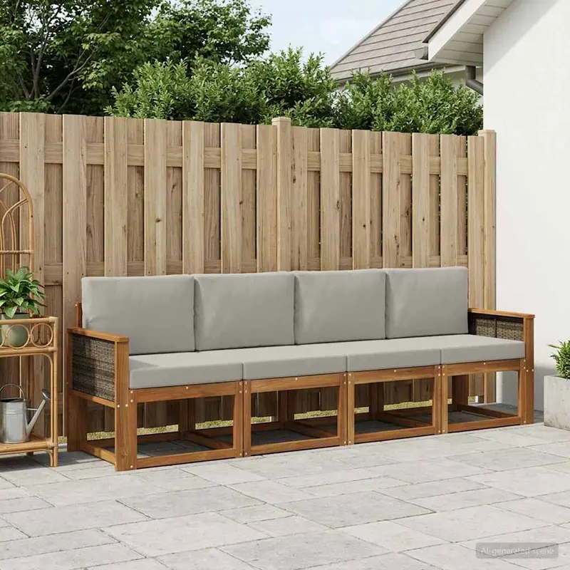 Conjunto de sofás de exterior con cojín 4 pcs