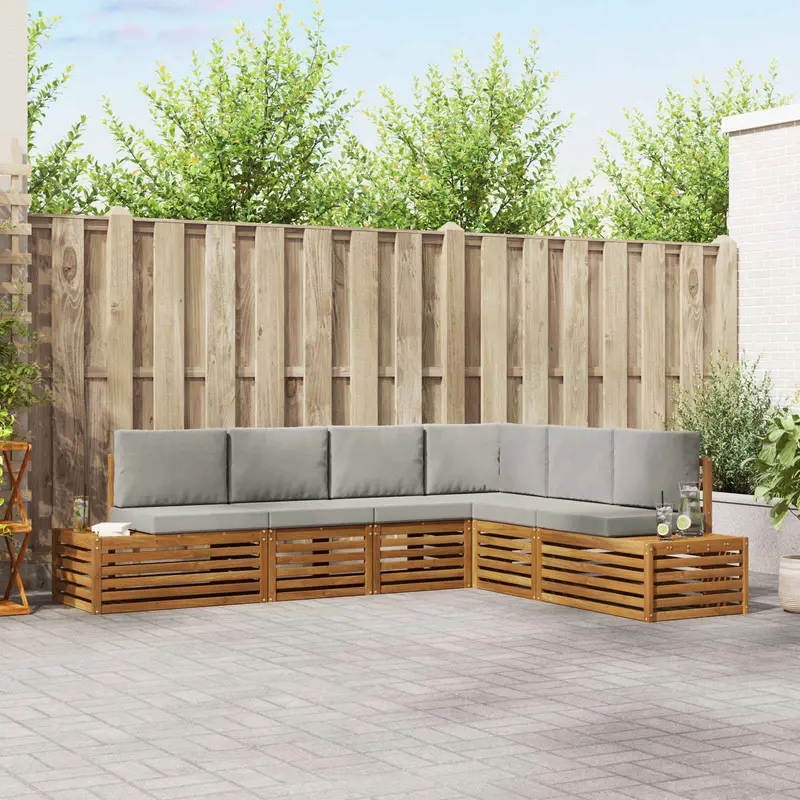 Conjunto de sofás de exterior con cojín Gris Natural y Claro