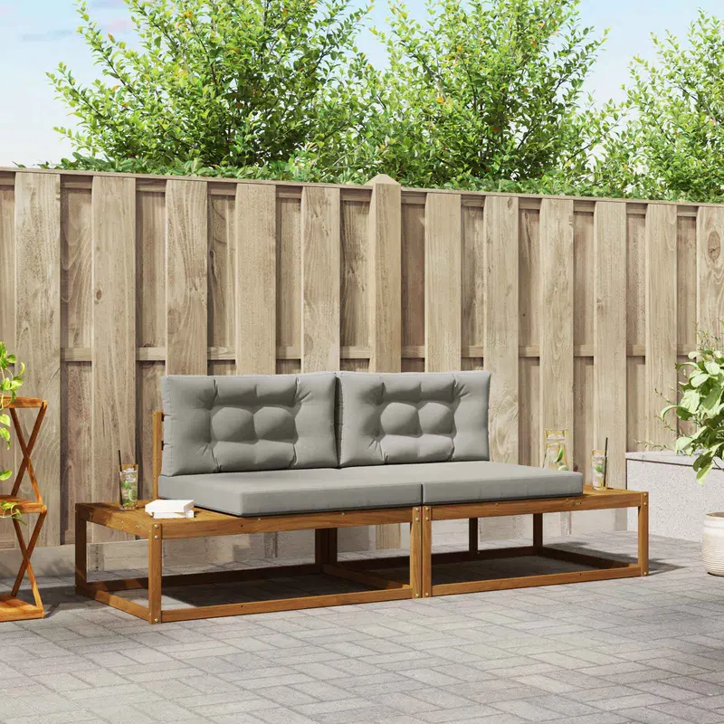 Conjunto de sofás de exterior con cojín Gris Natural y Claro