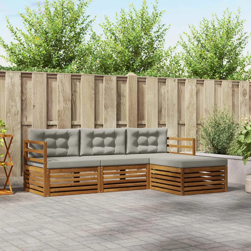 Conjunto de sofás de exterior con cojín Gris Natural y Claro