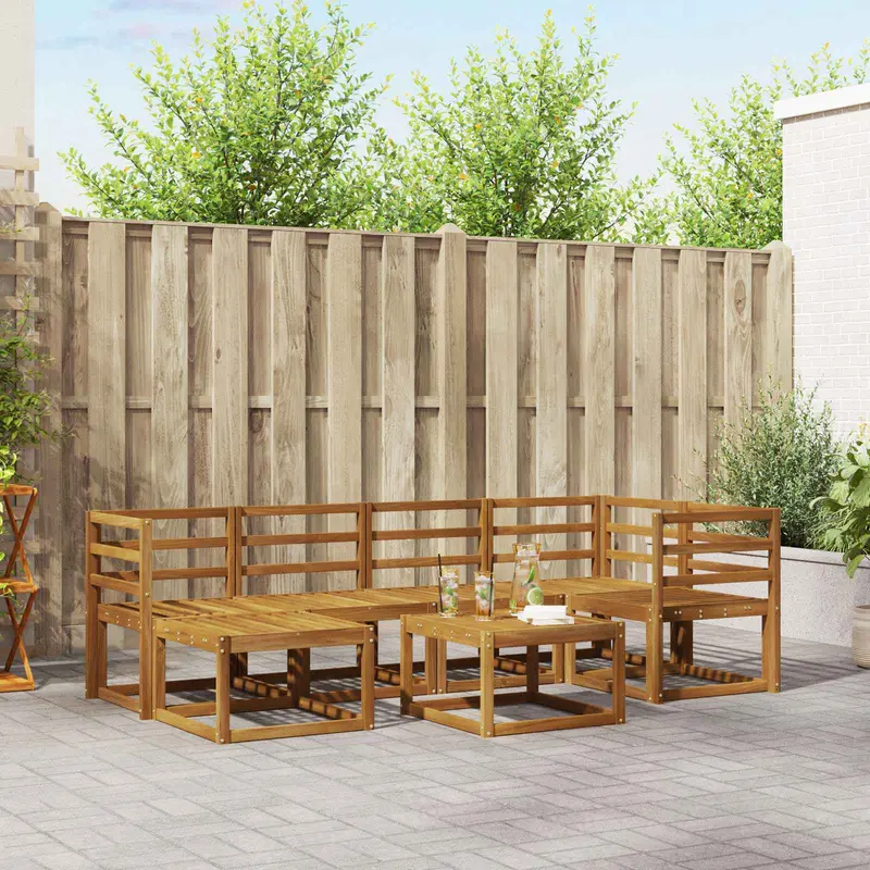 Conjunto de sofás de exterior Natural Madera de Acacia Sólida