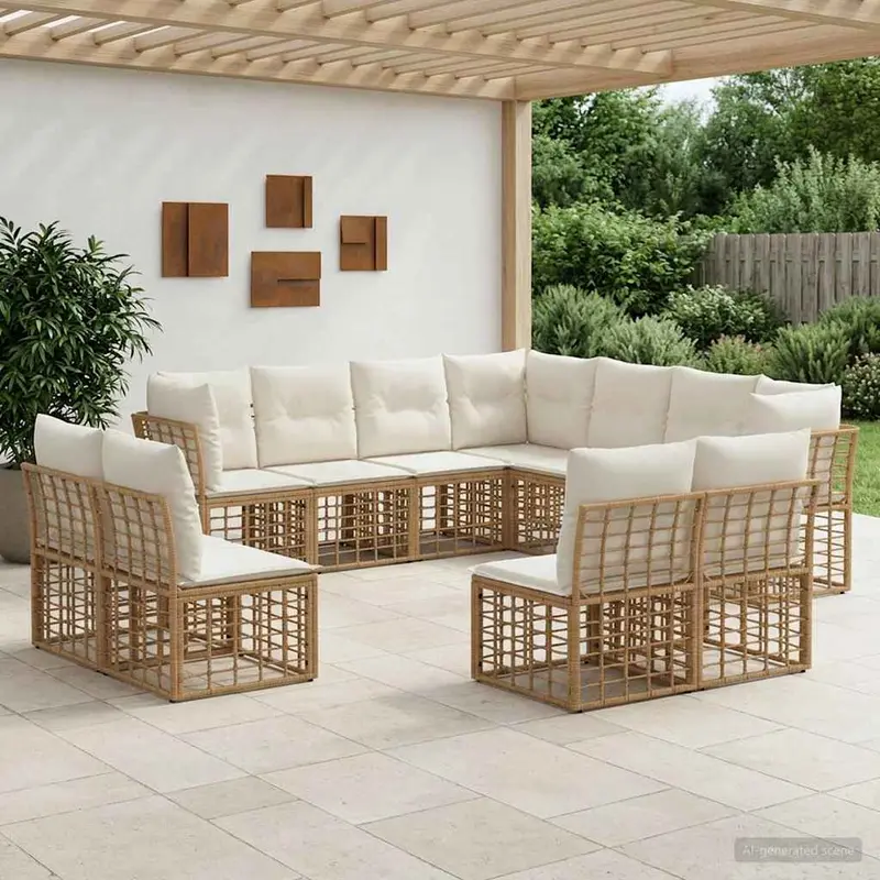Conjunto de sofás de exterior Natural Poliéster