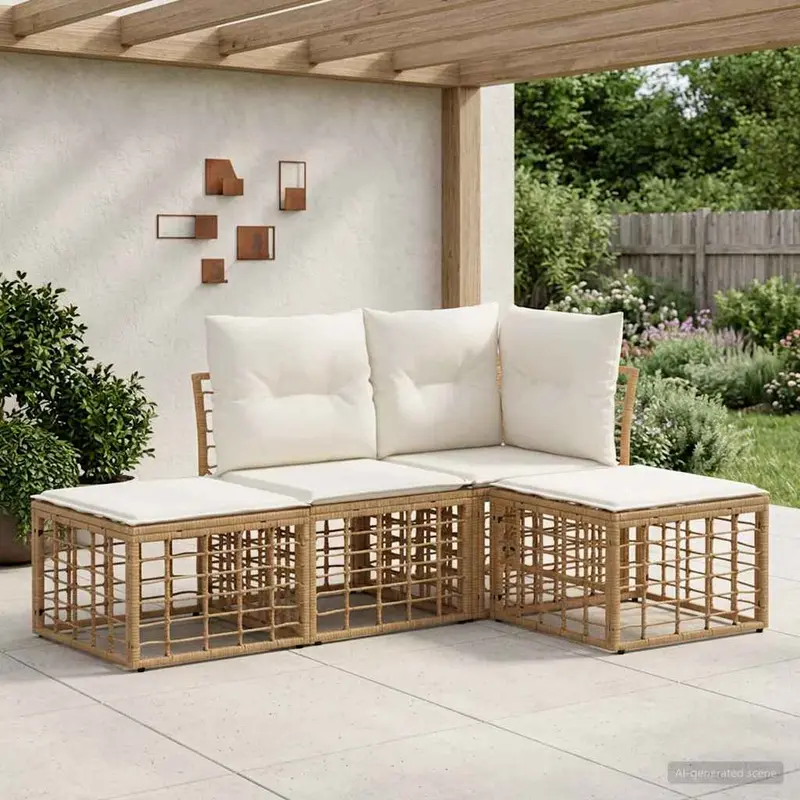 Conjunto de sofás de exterior Natural Poliéster