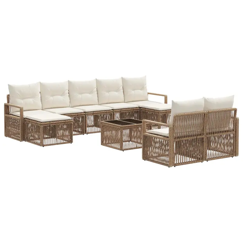 Conjunto de sofás de jardín 10 pcs Beige ratán sintético