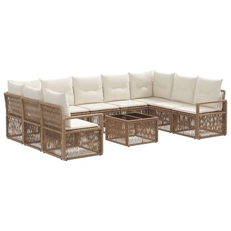 Conjunto de sofás de jardín 10 pcs Beige ratán sintético