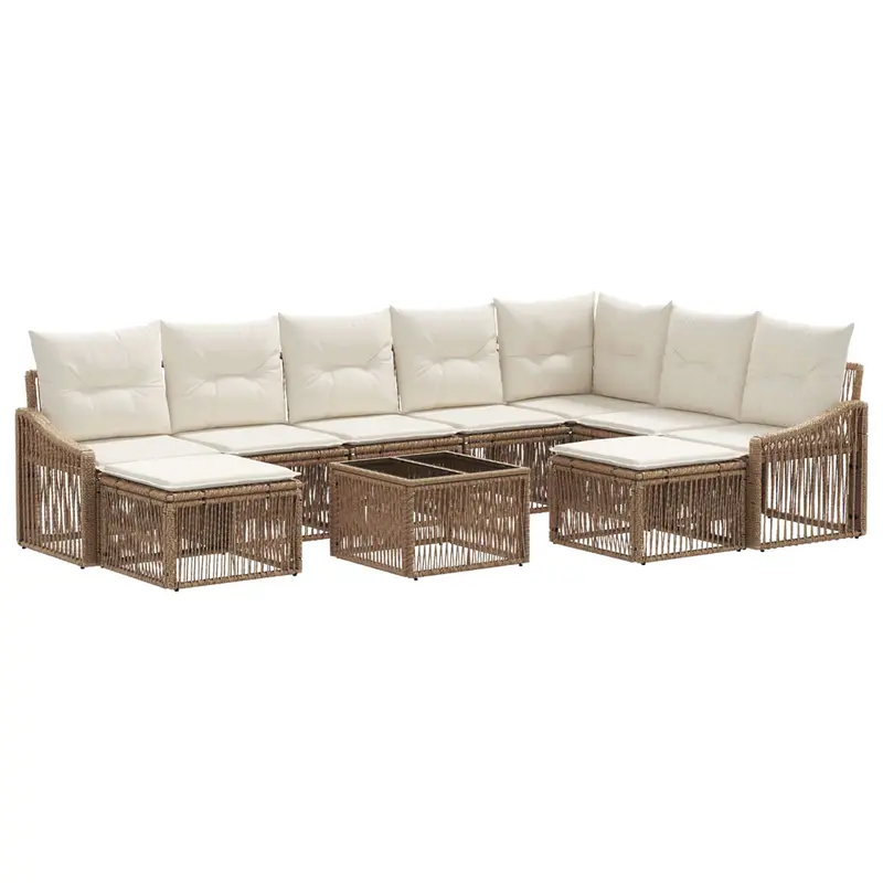 Conjunto de sofás de jardín 10 pcs Beige ratán sintético